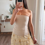 Skyline Gingham Strapless Top