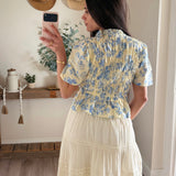 Nina Floral Lace-Up Peplum Top