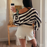 Selena Striped Dolman Sleeve Sweater