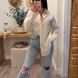 Polka Dot Oversized Button Down Shirt