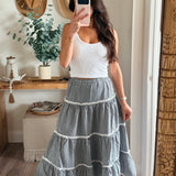 Ali Gingham Tiered Maxi Skirt