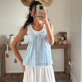 Twisted Bow Front Smocked Cami Combo Top