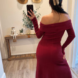 Burgundy Anya Off Knit Dress