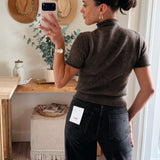 Brown Alani Mock Neck Knit Top
