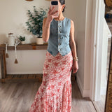 Button Front Denim Vest Top