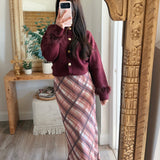 Burgundy Feather Trim Sweater