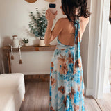 Taupe-Blue Mikayla Floral Maxi