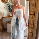 Cream Ruffled Lace Flyaway Maxi Cami Top