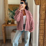 Pink/Burgundy Zane Striped Zip Up