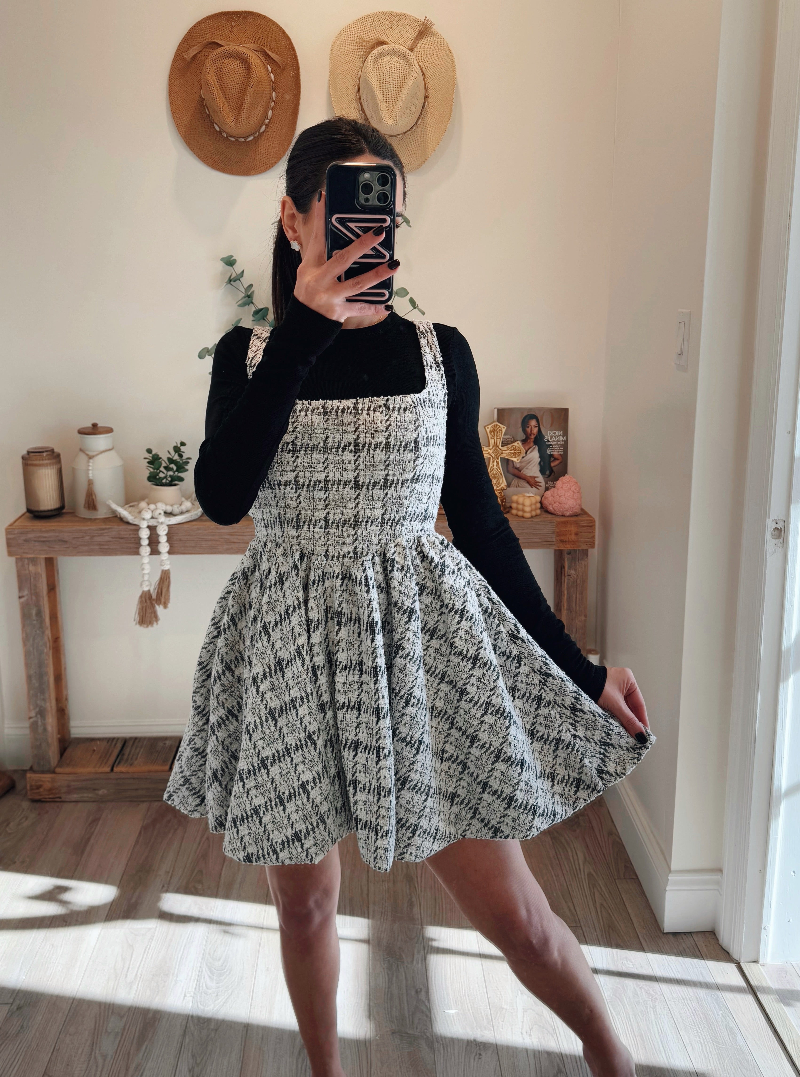 boucle flare dress Women's Dark blue Boucl Dress