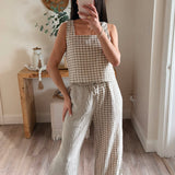 Fiona Mixed Gingham Straight Pants