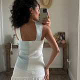 Water Blue Seashell Embellished Twisted Halter Top