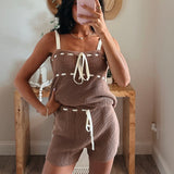 Talia Contrast Ribbed Shorts Set
