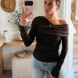 Off Shoulder Ruched Long Sleeve Top