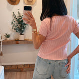 Pink Sadie Ribbed Button-Up Top