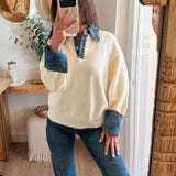 Emely Contrast Knit Top