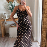 Karin Polka Dot Ruffle Front Maxi Dress