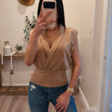 Taupe Sally Shawl Knit Top