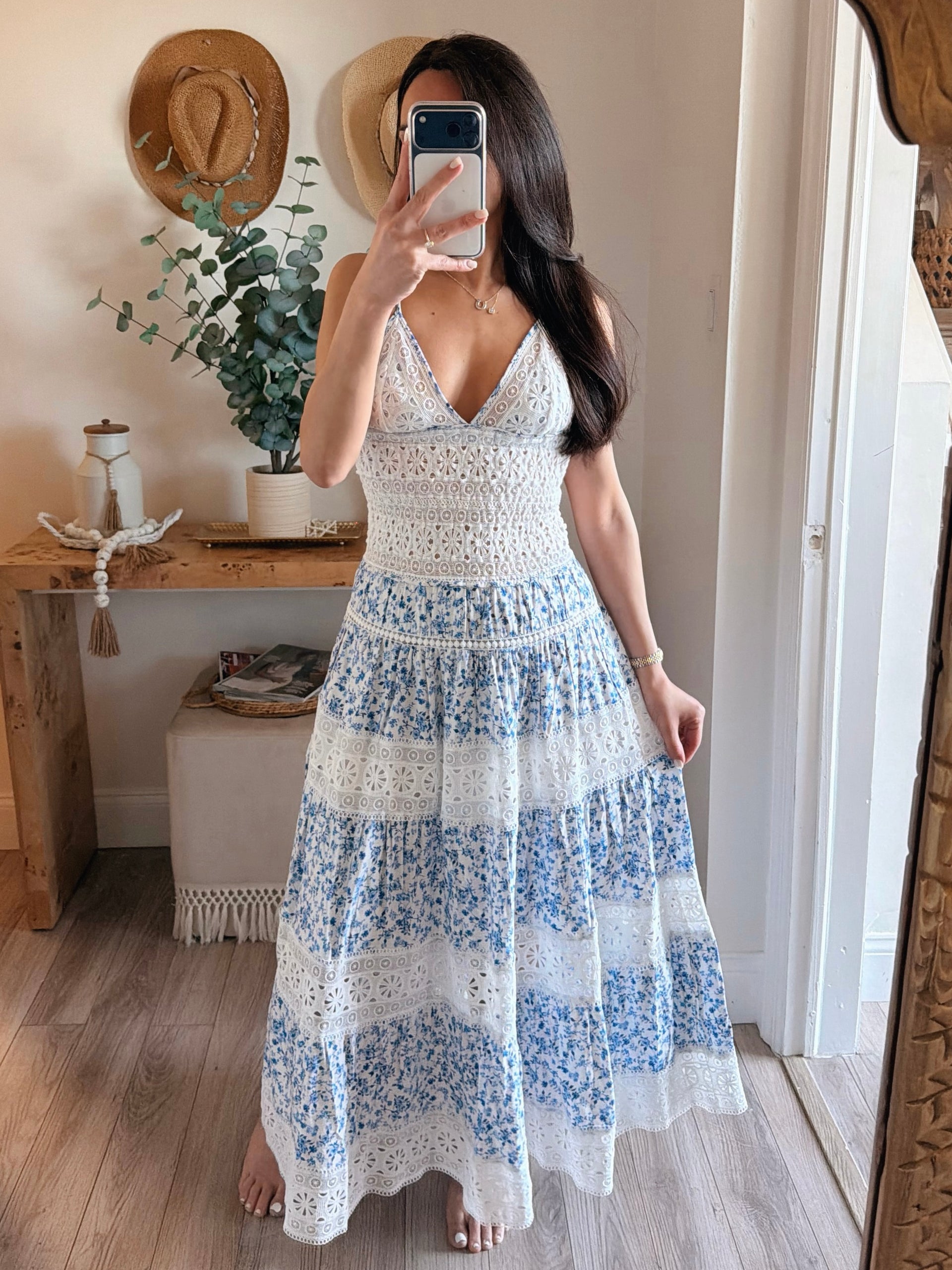 Prim Blue Floral Fit & Flare Dress