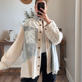 Oversize Skull Detail Lace Denim Jacket