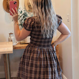 Rinsely Plaid Smocked Mini Dress