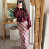 Burgundy Feather Trim Sweater