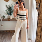 River Ruffled Hem Knit Set -Top