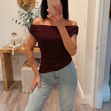 Burgundy Cold Shoulder Top