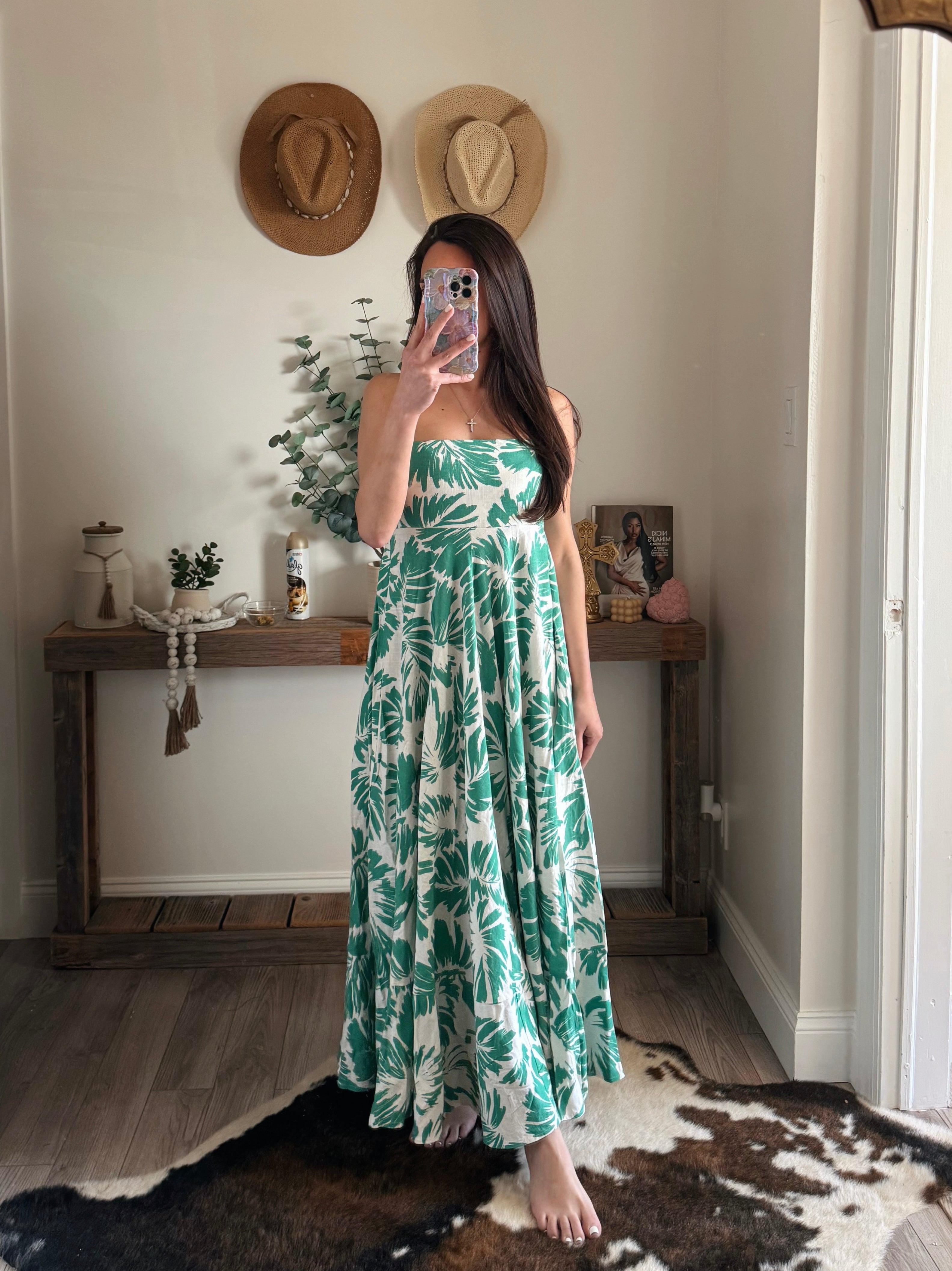Palm Leaf Maxi Dress - L Palm Leaf Maxi Dress - L