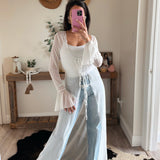 White Sheer Mesh Rose Kimono