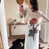 White Sheer Mesh Rose Kimono