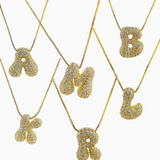 Small E4 Waterdrop Adjustable Initial Necklace (18K Gold)