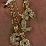SAHIRA E3 PAVE BUBBLE INITIAL NECKLACE