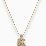 SAHIRA E3 PAVE BUBBLE INITIAL NECKLACE