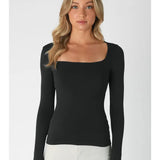 Square Neck Basic Long Sleeve