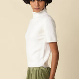 White Alani Mock Neck Knit Top