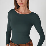 Clean Line Boat Neck Long Sleeve Top
