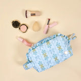 Floral Quilted Cosmetic Pouch - Pink/Blue