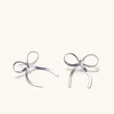 Nikki Smith E9 Herringbone Bow Earrings- Gold/Silver