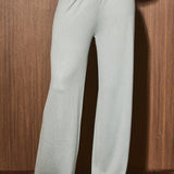 FOLDED WAIST WIDE LEG SWEATER PANTS