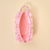 Floral Quilted Cosmetic Pouch - Pink/Blue