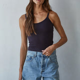 Black Seamless Ribbed Tank with Inner Padded Lining